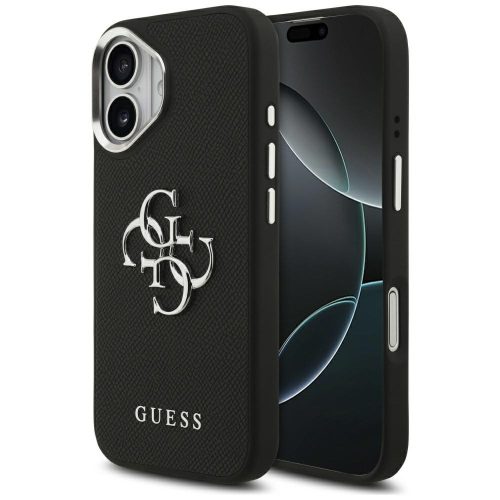 Guess Grained Big 4G Classic Logo case iPhone 17 tok, fekete