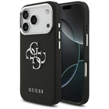   Guess Grained Big 4G Classic Logo case iPhone 17 Pro tok, fekete