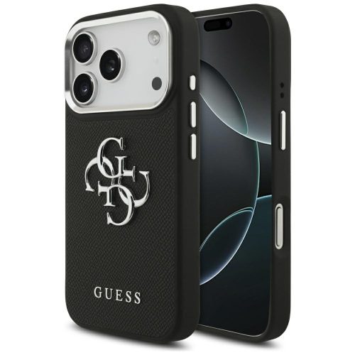 Guess Grained Big 4G Classic Logo case iPhone 17 Pro tok, fekete