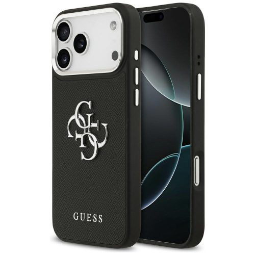 Guess Grained Big 4G Classic Logo case iPhone 17 Pro Max tok, fekete
