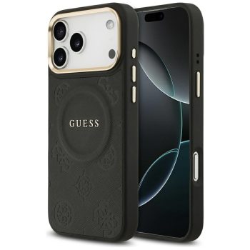 Guess Peony Hot Stamp MagSafe iPhone 17 Pro Max tok, fekete