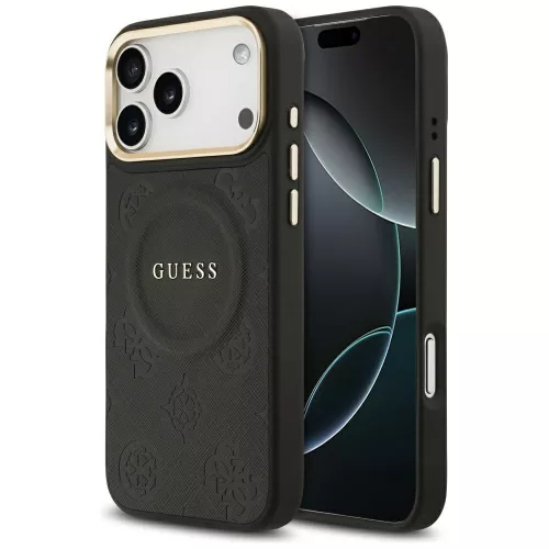 Guess Peony Hot Stamp MagSafe iPhone 17 Pro Max tok, fekete