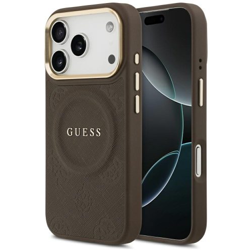 Guess Peony Hot Stamp MagSafe iPhone 17 Pro tok, barna