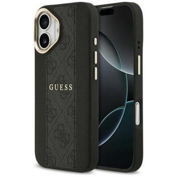   GUESS iPhone 17 MagSafe GUHMP17SPG4SEMCK (PU W/ 4G Stripe) tok, fekete