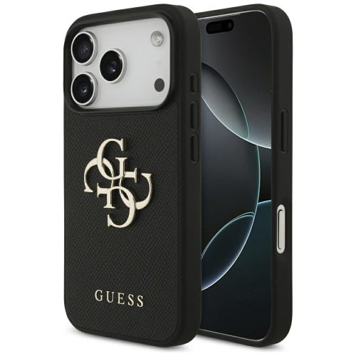 Guess Grained Big 4G & Classic Logo iPhone 17 Pro tok, fekete