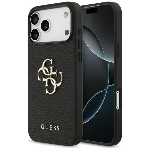 Guess Grained Big 4G & Classic Logo iPhone 17 Pro Max tok, fekete
