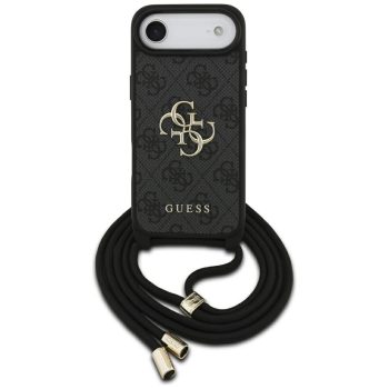   Guess 4G Big Logo Cord Stap Crossbody iPhone 17 Air tok, fekete