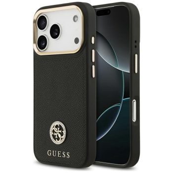 Guess Grained Strass Logo MagSafe iPhone 17 Pro tok, fekete