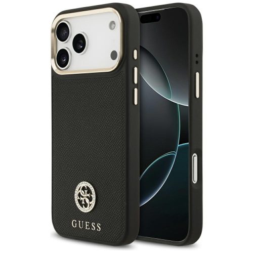 Guess Grained Strass Logo MagSafe iPhone 17 Pro Max tok, fekete
