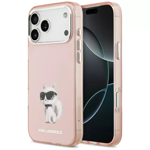 Karl Lagerfeld IML Aquarelle Choupette & Logo MagSafe iPhone 17 Pro Max tok, rózsaszín
