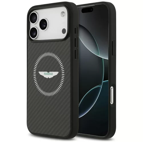 Aston Martin HC Kevlar Counter Design MagSafe iPhone 17 Pro Max tok, fekete