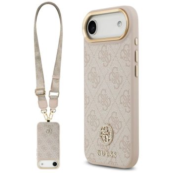   Guess 4G Strass Logo & Big Strap Metal Buttons MagSafe iPhone 17 Air tok, rózsaszín