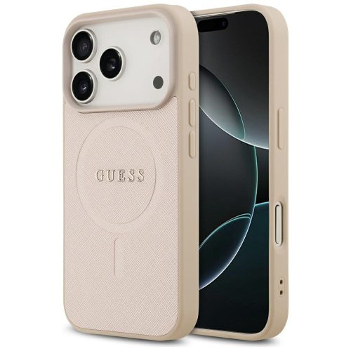 Guess Saffiano Classic Logo MagSafe iPhone 17 Pro tok, rózsaszín