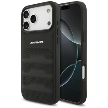   AMG Leather Debossed Lines Logo Case iPhone 17 Pro Max tok, fekete