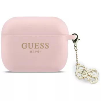 Guess case Silicone 4G Charm AirPods Pro 3, tok, rózsaszín