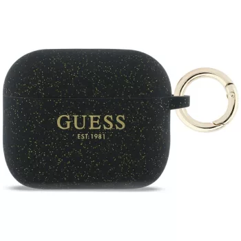 Guess case Silicone Glitter Ring AirPods Pro 3, tok, fekete