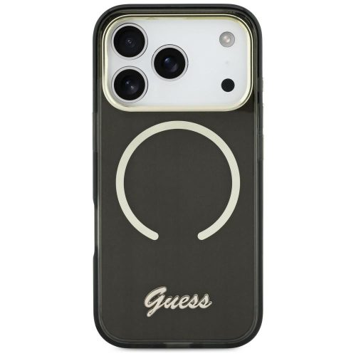 Guess IML Script Metal MagSafe iPhone 17 tok, fekete