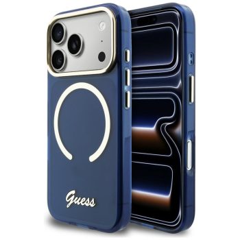 Guess IML Script Metal MagSafe iPhone 17 Pro tok, kék