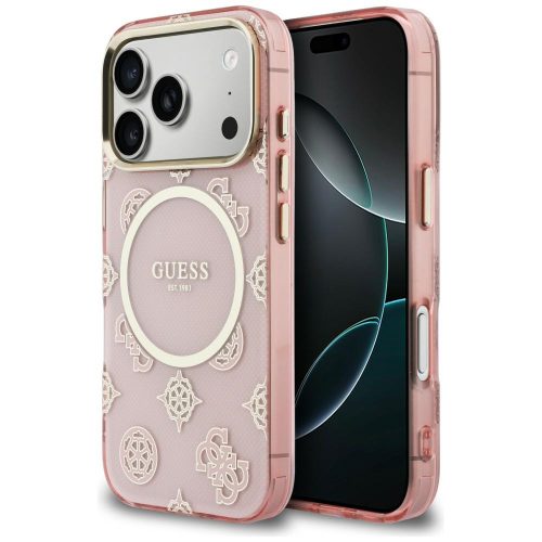 Guess IML Peony Dot MagSafe iPhone 17 Pro tok, rózsaszín