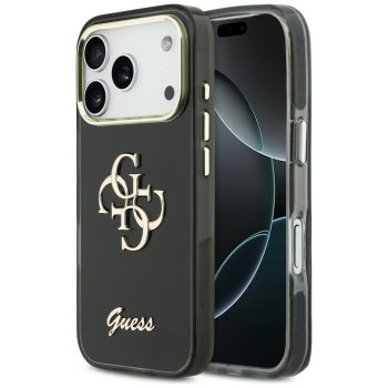 Guess IML 4G Script Metal case iPhone 17 Pro tok, fekete