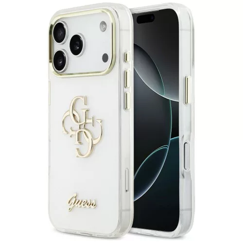 Guess IML 4G Script Metal Case iPhone 17 Pro Max tok, fehér
