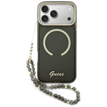   Guess IML Glitters Script Strap MagSafe iPhone 17 Pro Max tok, fekete