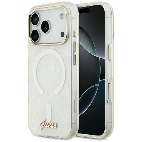 Guess IML Shell Script Metal MagSafe iPhone 17 Pro Max tok, fehér