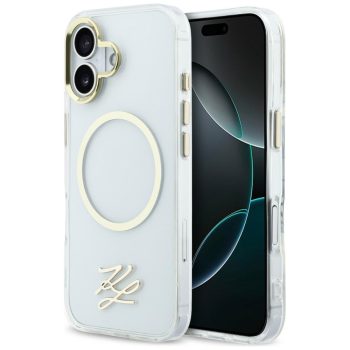   Karl Lagerfeld IML KL Script Logo MagSafe iPhone 17 tok, átlátszó-arany