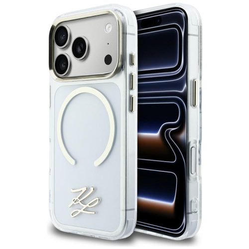 Karl Lagerfeld IML KL Script Logo MagSafe iPhone 17 Pro Max tok, átlátszó-arany