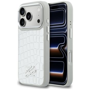   Karl Lagerfeld Croco KL Script Logo MagSafe Case iPhone 17 Pro - tok, ezüst