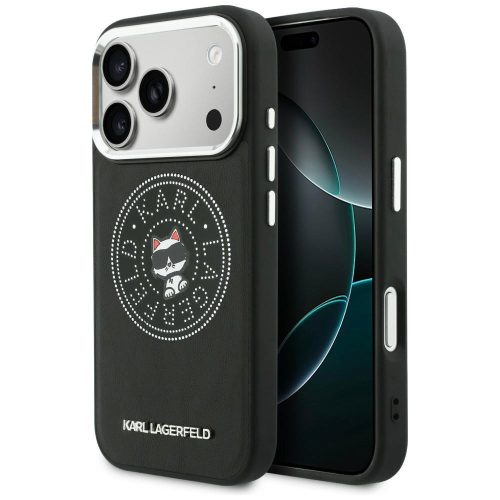 Karl Lagerfeld Point & Choupette Sketch MagSafe Case iPhone 17 Pro tok, fekete