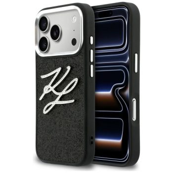   Karl Lagerfeld IML Glitter KL Diamond Logo iPhone 17 Pro tok, fekete