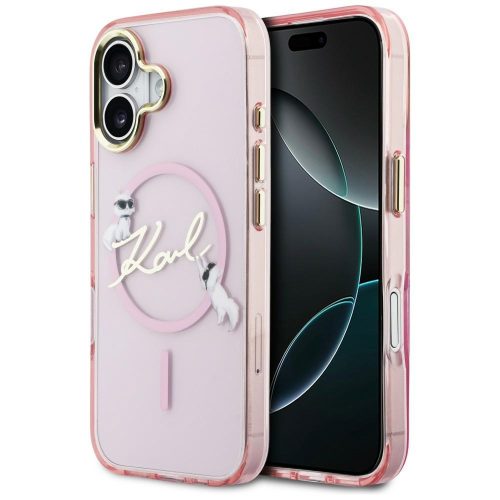 Karl Lagerfeld IML Choupettes Karl Script Logo MagSafe iPhone 17 tok, rózsaszín