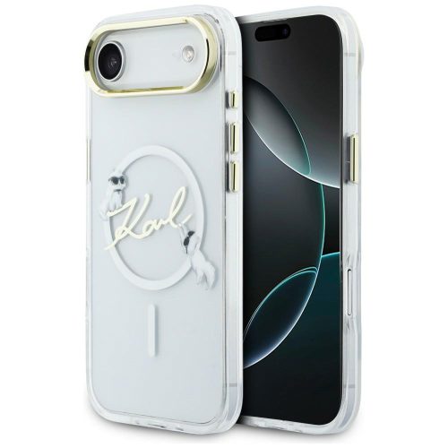 Karl Lagerfeld IML Choupettes Karl Script Logo MagSafe iPhone 17 Air tok, átlátszó-arany