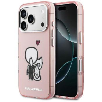   Karl Lagerfeld Karl & Choupette Back MagSafe iPhone 17 Pro tok, rózsaszín