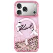 Karl Lagerfeld Liquid Glitter Karl Script Logo MagSafe iPhone 17 Pro tok, rózsaszín