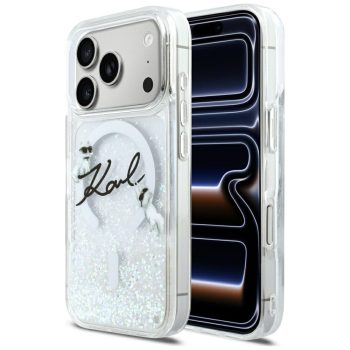   Karl Lagerfeld Liquid Glitter Karl Script Logo MagSafe iPhone 17 Pro tok, átlátszó