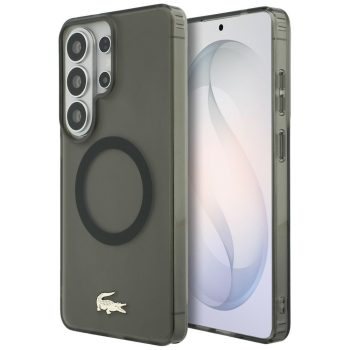   Lacoste Shockproof Frosted tok, arany Logo MagSafe Samsung Galaxy S26 Ultra tok, fekete