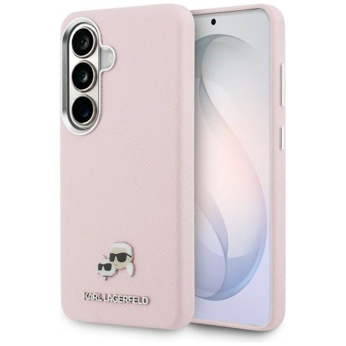 Karl Lagerfeld Saffiano KC Metal Logo MagSafe Samsung Galaxy S26 tok, rózsaszín