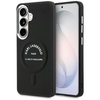   Karl Lagerfeld Embossed Ring RSG Logo MagSafe Samsung Galaxy S26 tok, fekete