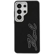 Karl Lagerfeld Grained Signature Metal Resin Logo Samsung Galaxy S26 Ultra tok, fekete
