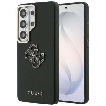   Guess Grained Big 4G Metal Logo Samsung Galaxy S26 Ultra tok, fekete