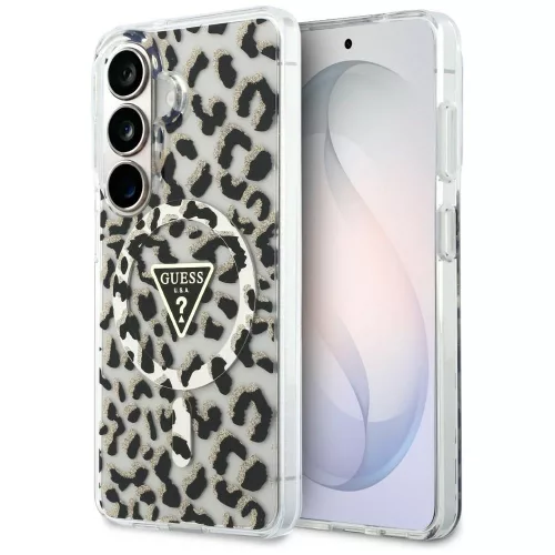 Guess IML Leopard Print Triangle MagSafe Samsung Galaxy S26 tok, fekete