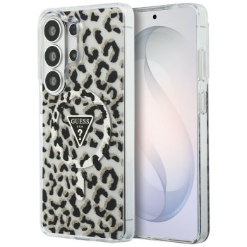   Guess IML Leopard Print Triangle MagSafe Samsung Galaxy S26 Ultra tok, fekete