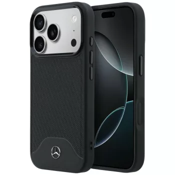   Mercedes Case Leather Wood Effect and Curve MagSafe iPhone 17 Pro Max, tok, fekete