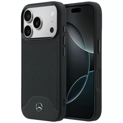 Mercedes Case Leather Wood Effect and Curve MagSafe iPhone 17 Pro Max, tok, fekete