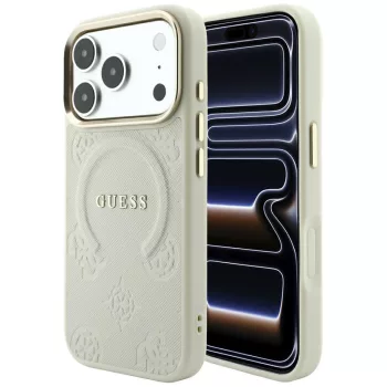   Guess Saffiano Peony & Ring MagSafe iPhone 18 Pro Max / 17 Pro Max (GUHMP18XPSAMSECE) tok, bézs