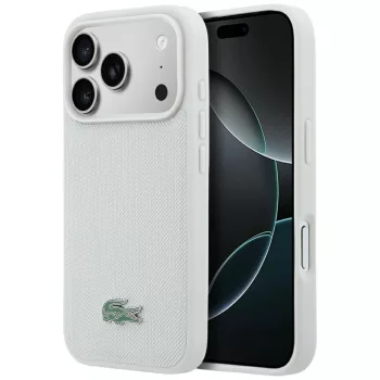   Lacoste Petit Pique Lacquer Logo MagSafe iPhone 18 Pro / 17 Pro (LCHMP18LPLAG) tok, szürke