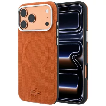   Lacoste Petit Pique Embossed MagSafe iPhone 18 Pro / 17 Pro (LCHMP18L6PSWPTOO) tok, narancssárga