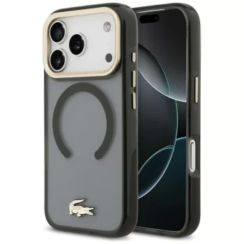   Lacoste IML Shockproof Gold Logo MagSafe iPhone 18 Pro / 17 Pro (LCHMP18LUFWAK) tok, fekete